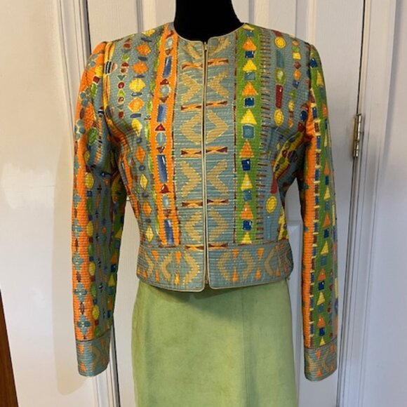 Carlisle Colorful Silk Coat of Many Colors Jacket - size 6 - Picture 14 of 14